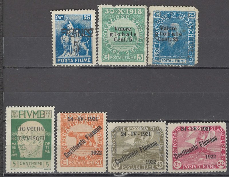 COLLECTION LOT OF #1127 FIUME 7 STAMPS 1919+ CV+$27