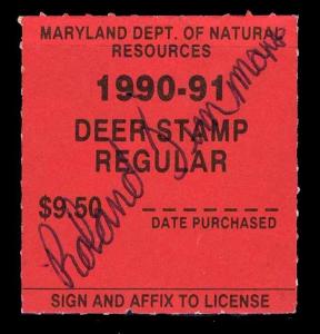 1990 WHITE TAIL DEER STAMP WOOTON $38.00 - VF  (ESP#7143)