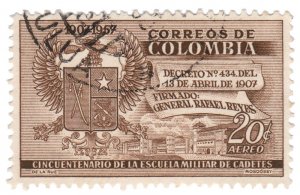 COLOMBIA YEAR 1957 AIRMAIL STAMP SCOTT # C300. USED. # 4