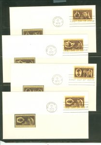 US 1456-59 1972 complete set of 4 U/A FDCs with Capistrano Encased stamp cachets, Colonial Craftsmen.