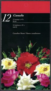 Canada #1914a 47¢ Roses (2001). Booklet of 12. Four stamp designs. MNH