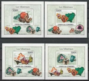 Comoro Is., 2010 issue. Minerals issue as 4 IMPERF Deluxe s/sheets. ^