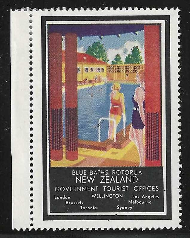 Blue Baths, Rotorua, New Zealand, Government Tourist Office, Poster Stamp
