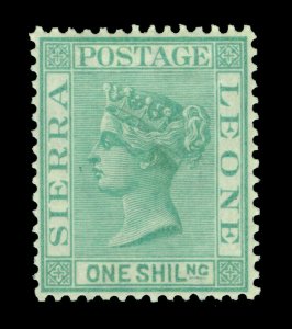 British Colonies - SIERRA LEONE 1876  Victoria  1sh green  Scott # 20 mint MH VF