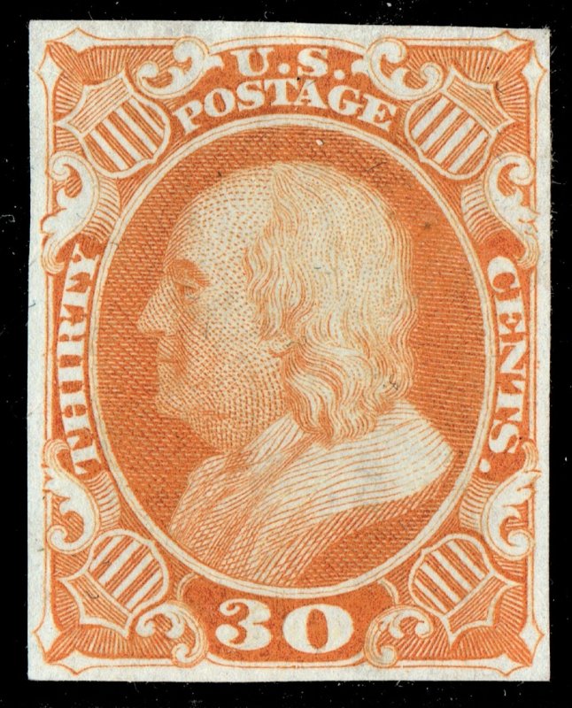 [mag126] 1860 Scott#38P3 proof on India cv:$1,250 very fresh!!