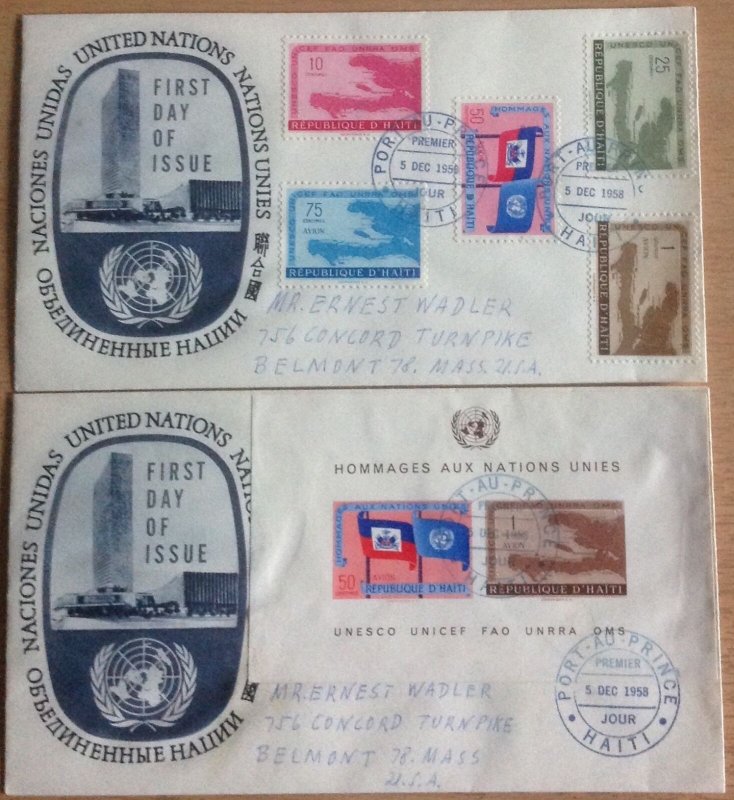 HAITI FDC 1958 UNITED NATIONS SG611/15 SG MS616