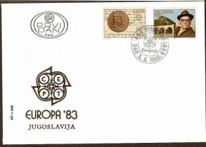 YUGOSLAVIA 1983 EUROPA - CEPT, BRIDGE, FAMOUS PERSON, SEALS  FDC # 7825