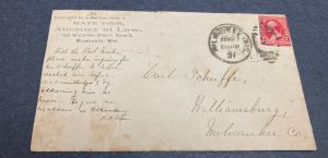 1891 COVER MILWAUKEE WISCONSIN  KATE PIER ATTORNEY AT LAW SIGNED BY KATE PIER