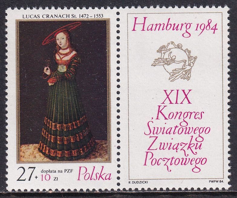Poland 1984 Sc B142 German Princess Portrait by Lucas Cranach Stamp MNH