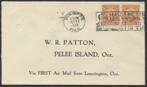 1927 Flight Cover Dec 14 Leamington to Pelee Island ONT AAMC #2717