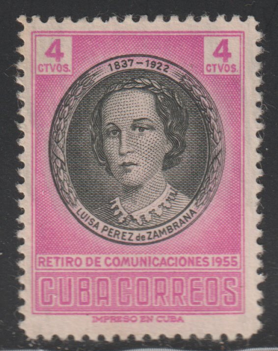 1956 Cuba Stamps Sc 554 Luisa Perez de Zambrana  NEW