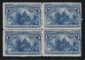 US 230 1c Columbian Exposition Mint Block of 4 F-VF OG H SCV $65 (001)