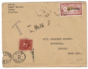 Algeria, Scott 28 used on cover to Greenfield, Indiana.  March 12, 1928 postmark