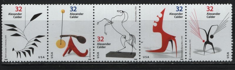 US 3202a MNH  CALDER STIP  OF 5 ,1998