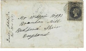 South Australia 1859 Hindmarsh cancel on cover to England, SG 17, Scott 12