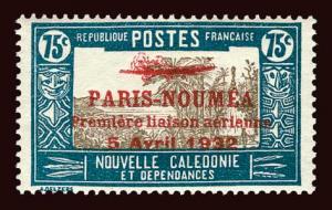 NEW CALEDONIA Scott #196 1933 Paris-Noumea overprint OG LH