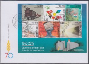 LUXEMBOURG Sc # 1407 FDC SHEET of 6 DIFF 70th ANN END of WORLD WAR II