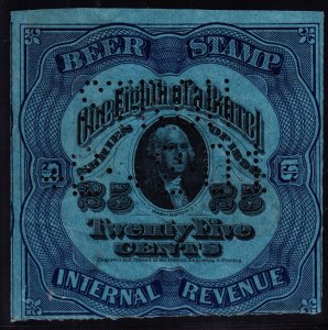 US REA58 25c 1898 Beer Tax Revenue Stamp Used SCV $110