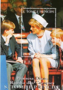 St.Thomas and Principe 1997 Princess DIANA/PRICE HARRY/PRINCE WILLIAM S/S MNH