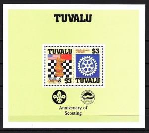 Tuvalu, Scott cat. 352. Chess and Rotary s/sheet. Scout logo in design. ^