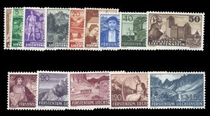 Liechtenstein #136-150 Cat$97, 1937-38 Views, complete set, never hinged