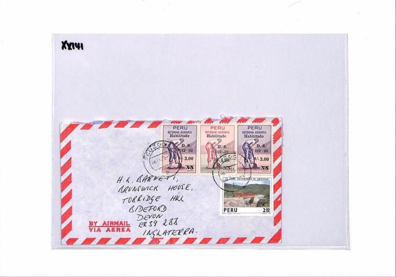 XX141 1975 PERU Cuzco GB Devon Airmail Cover  