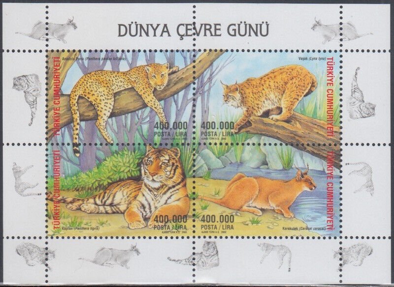 TURKEY Sc # 2834a- MNH CPL  S/S of 4 DIFF - WILDCATS