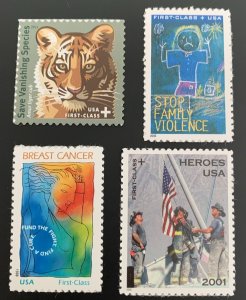 US. B1, B2 , B3 and B4 Semi Postal Stamp. MNH. 1998 - 2003