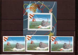 AJMAN 1969 SPACE/APOLLO IX & APOLLO X SET OF 3 STAMPS & S/S OVERPRINTED MNH