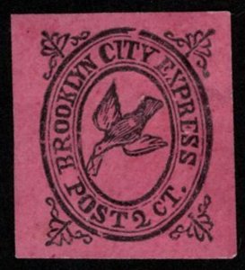 US #LOCAL 28L3 VF mint no gum, Brooklyn City Express, black on crimson, fresh...