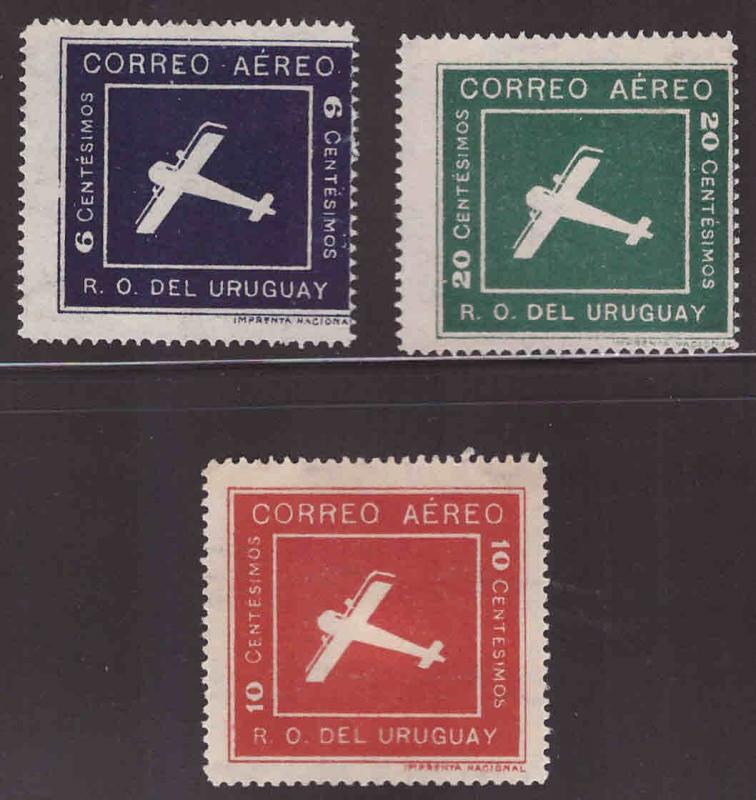 Uruguay Scott C4-C6 MH* 1924 Urugurayan airmail set