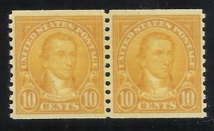 603  10c Coil Pair MNH F/VF Centering