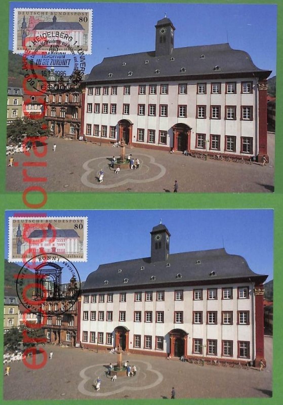 ag7300 - GERMANY - Set of 2 pieces MAXIMUM CARD - 16.10.1986 - Architecture-