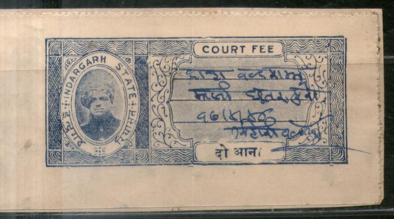 India Fiscal Indergarh State 2 As Court Fee Type 5 Revenue Stamp # 288C