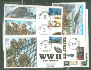 US 2765a-j Fred Collins handpainted FDC - complete set of 10 cachets - WWII  (not all shown)