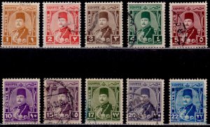 Egypt, 1944-46, King Farouk, full set, sw#275-284, used