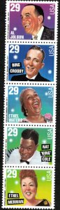 2849-53   29c  Popular Singers Vertical Strip of 5, Mint NH OG VF