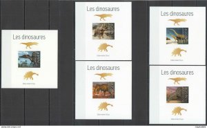 Lx039 Imperf 2013 Niger Dinosaurs Prehistoric Animals !!! Uv Cardboard 5Bl Mnh
