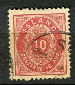 ICELAND; 1870s early classic issue used Shade of 10aur. value 