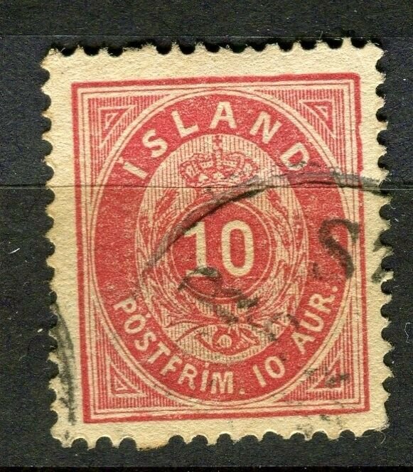 ICELAND; 1870s early classic issue used Shade of 10aur. value 