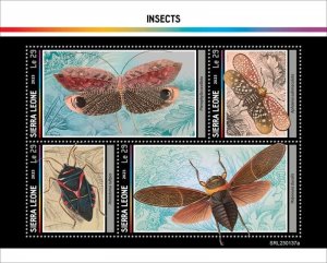 Sierra Leone - 2023 Insects, Katydid, Lanternfly - 4 Stamp Sheet - SRL230137a