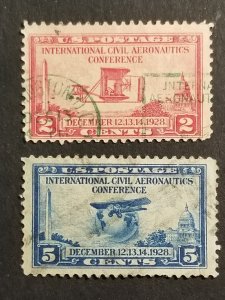 US Scott 649-650 Used Stamp Set 2c 5c Aeronautics Conference z6910