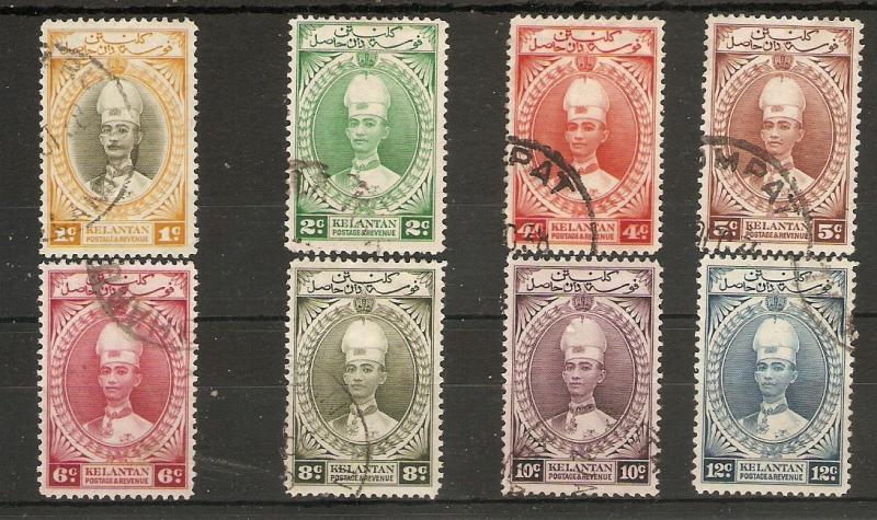 MALAYA - KELANTAN 1937 SET TO 12c  SG 40/47 FINE USED