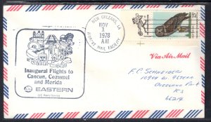 US New Orleans to Cozuemel,Mexico Eastern Airlines 1978 First Flight Cover