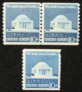 US #1520 MNH Coil Pair & Single SCV $.75 L2
