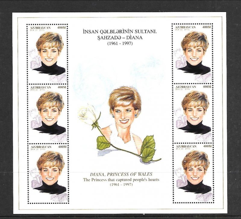 AZERBAIJAN Sc 669-70 NH issue of 1998 - MINISHEETS - PRINCESS DIANA