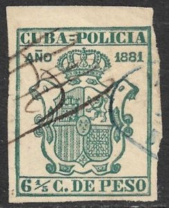 CUBA 1881 6 1/5p Police Documents Revenue BP290 VFU