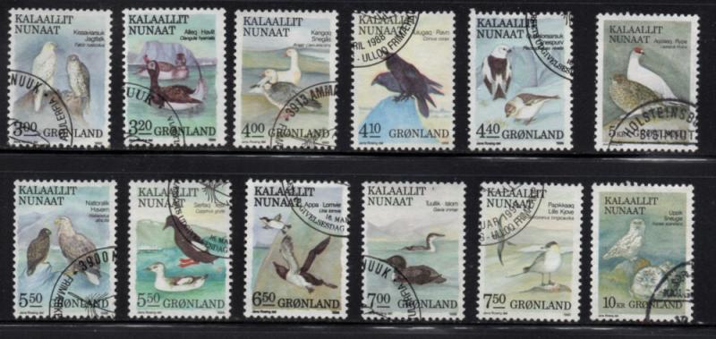 Greenland Sc 177-88 1987-90 Birds stamp set used