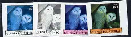 Equatorial Guinea 1977 Birds EK3 (Owls) set of 4 imperf p...