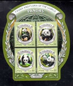 MALDIVES #3692 2016 PANDA MINT VF NH O.G M/S4